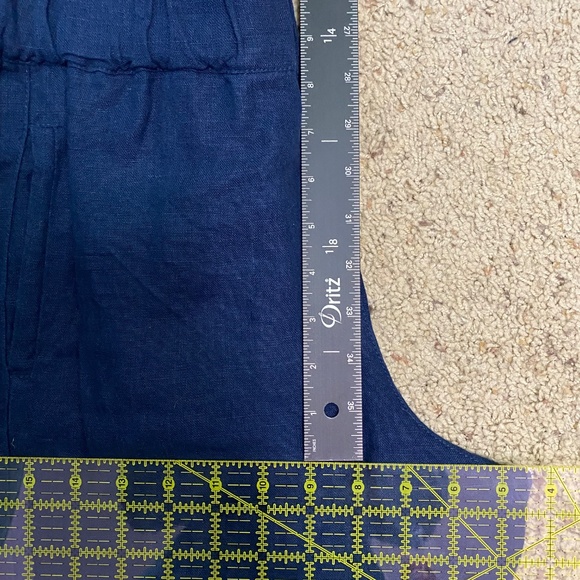 LINEN FOX blue linen slim straight leg elastic waist pants - Picture 10 of 10